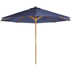 10-ft Teak Market Umbrella with Blue Canopy
