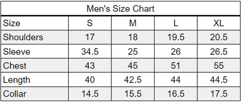 Karigur Men's Size Guide