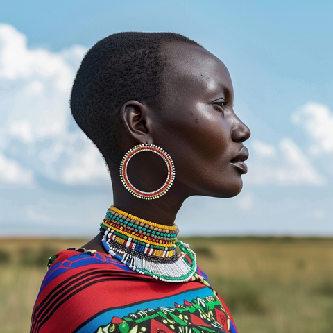 BOUCLES D'OREILLES CRÉOLES EN PERLES FEMME MASAI