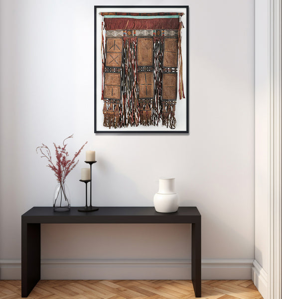 Tuareg leather panel decorating the wall African handmade Art