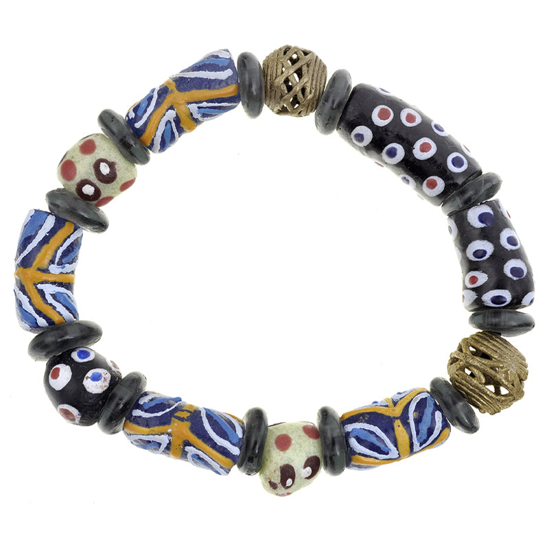 Roundel & African Trading Bead Bracelet-LZR6331