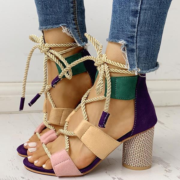 strap up chunky heels