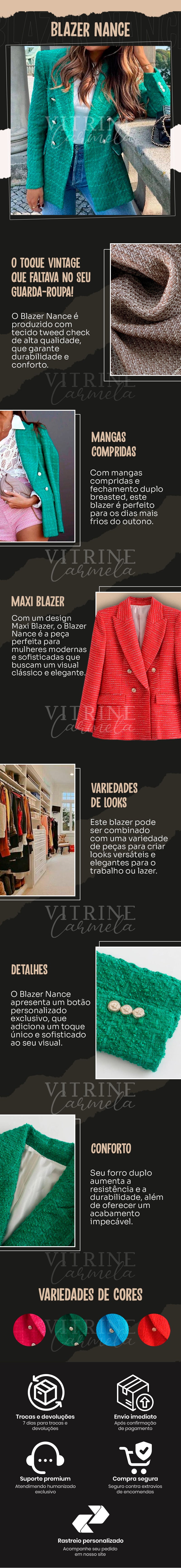 blazer feminino Nance maxi blazer em promoção com frete grátis na Vitrine Carmela