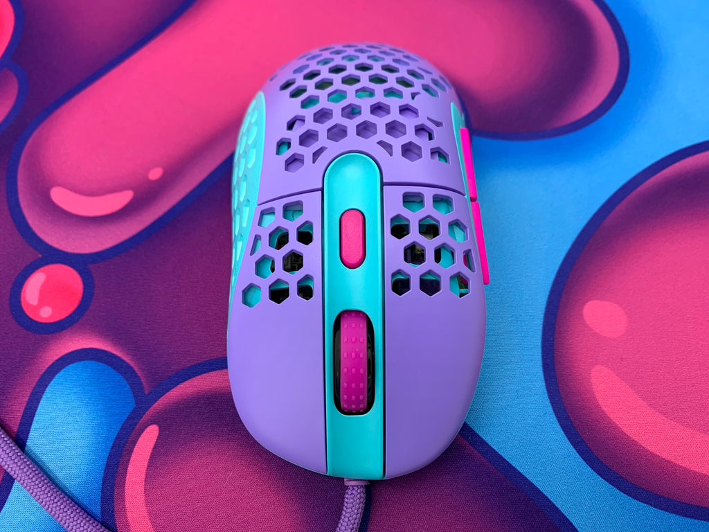 blue and pink gaming mouse