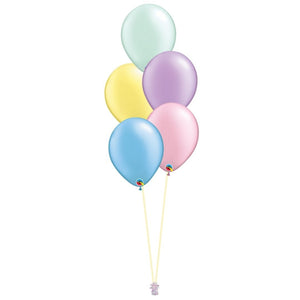 Pastel Perfection Helium Balloon Bunch, pastel colors, latex baloons, yellow and blue