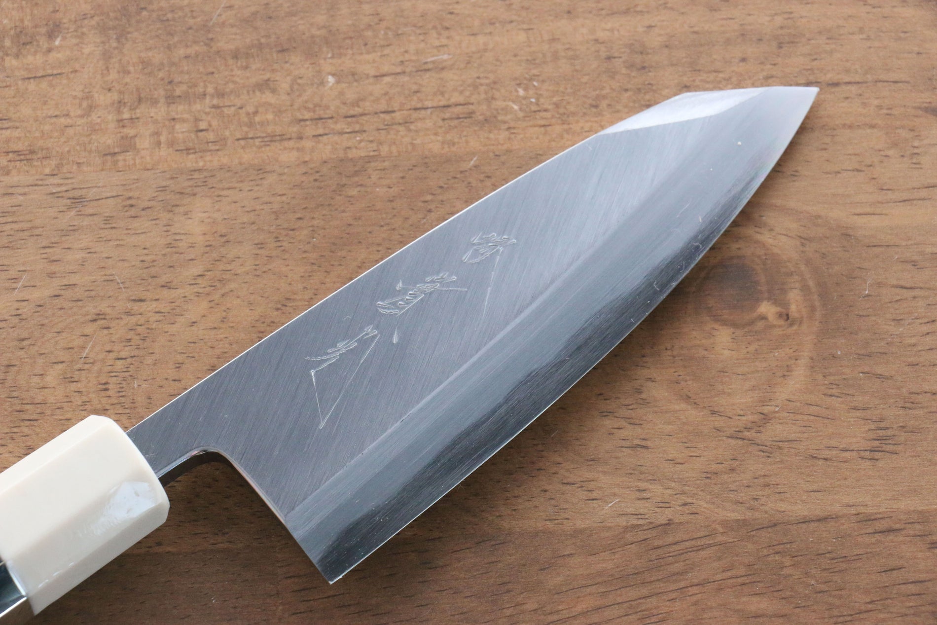 實光 青紙 切付出刃包丁 和包丁 120mm 両側リング付き黒檀柄 - Seisuke Knife Kappabashi