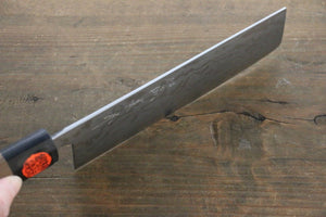 Shigeki Tanaka Blue Steel No.2 Damascus Nakiri Japanese Knife 165mm Walnut Handle - Seisuke Knife Kappabashi