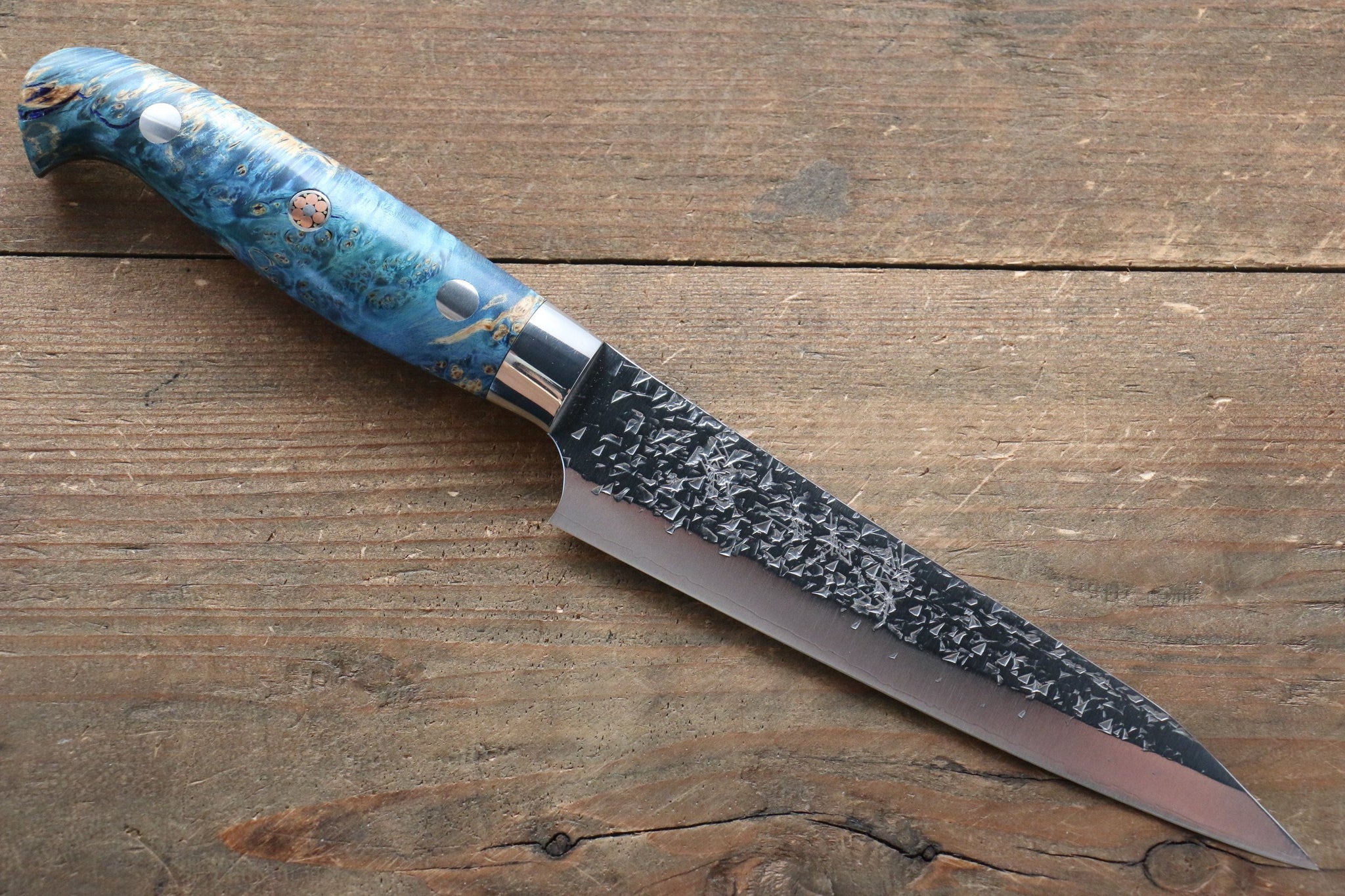 黒﨑 優 雫 R2 Sg2 鎚目 ペティーナイフ 和包丁 130mm スタビライズドウッド柄 Seisuke Knife Kappabashi