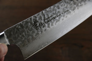 Sakai Takayuki VG10 33 Layer Damascus Santoku Japanese Knife 180mm Mahogany Pakka wood Handle - Seisuke Knife Kappabashi