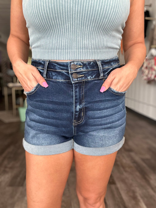 Carlita Double Button Denim Shorts