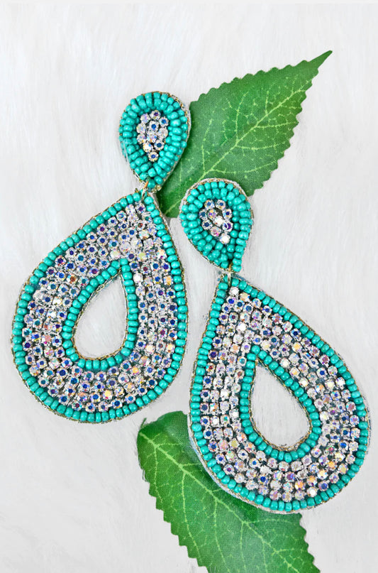 Trudy Turquoise Seed Bead Earrings