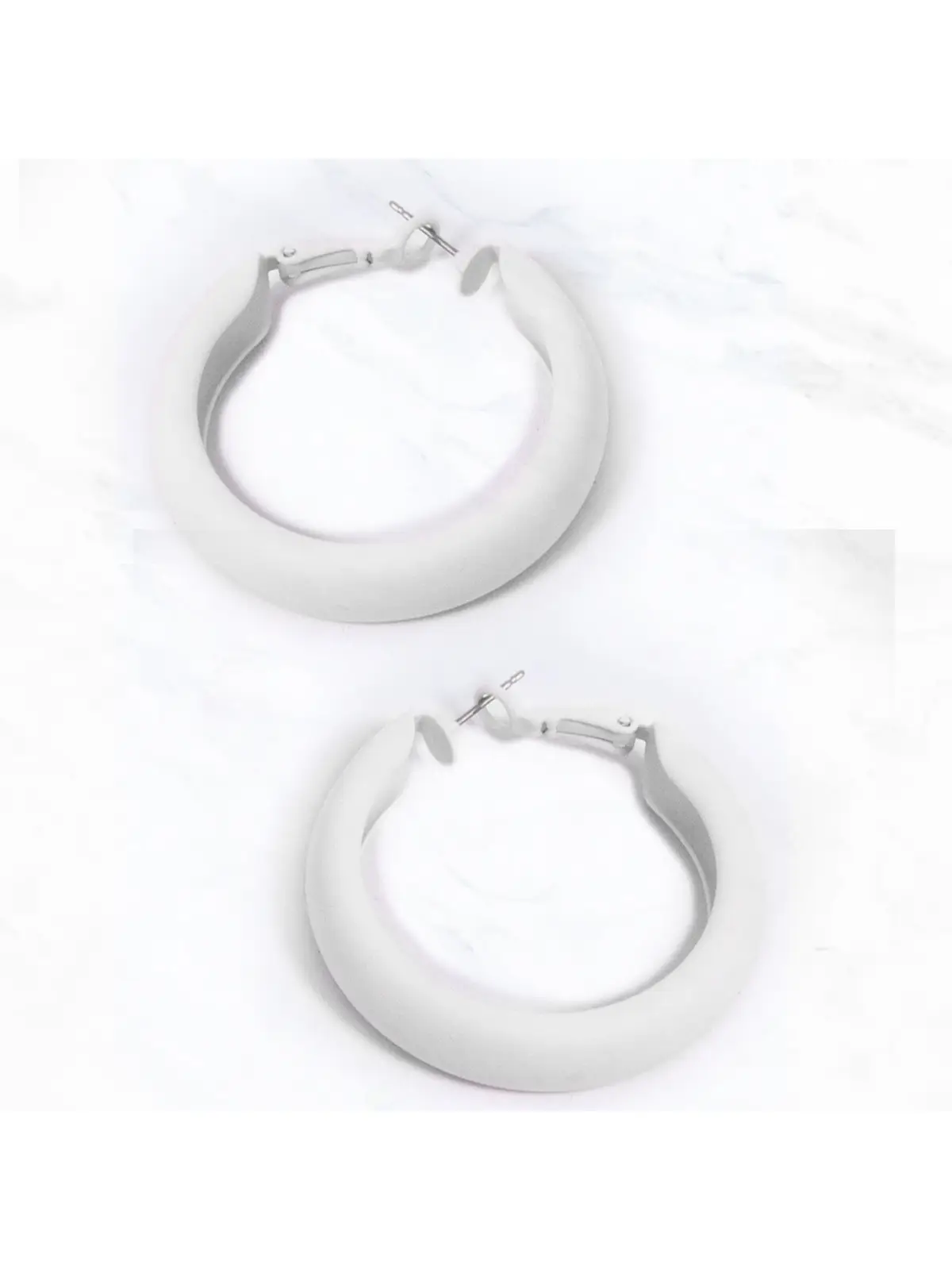 Smooth Matte Hoop Earrings - White