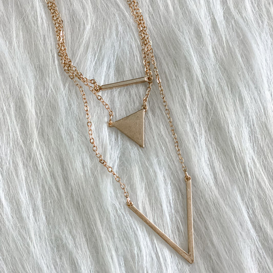 Layered Triangle, Bar, Chevron Pendant Necklace