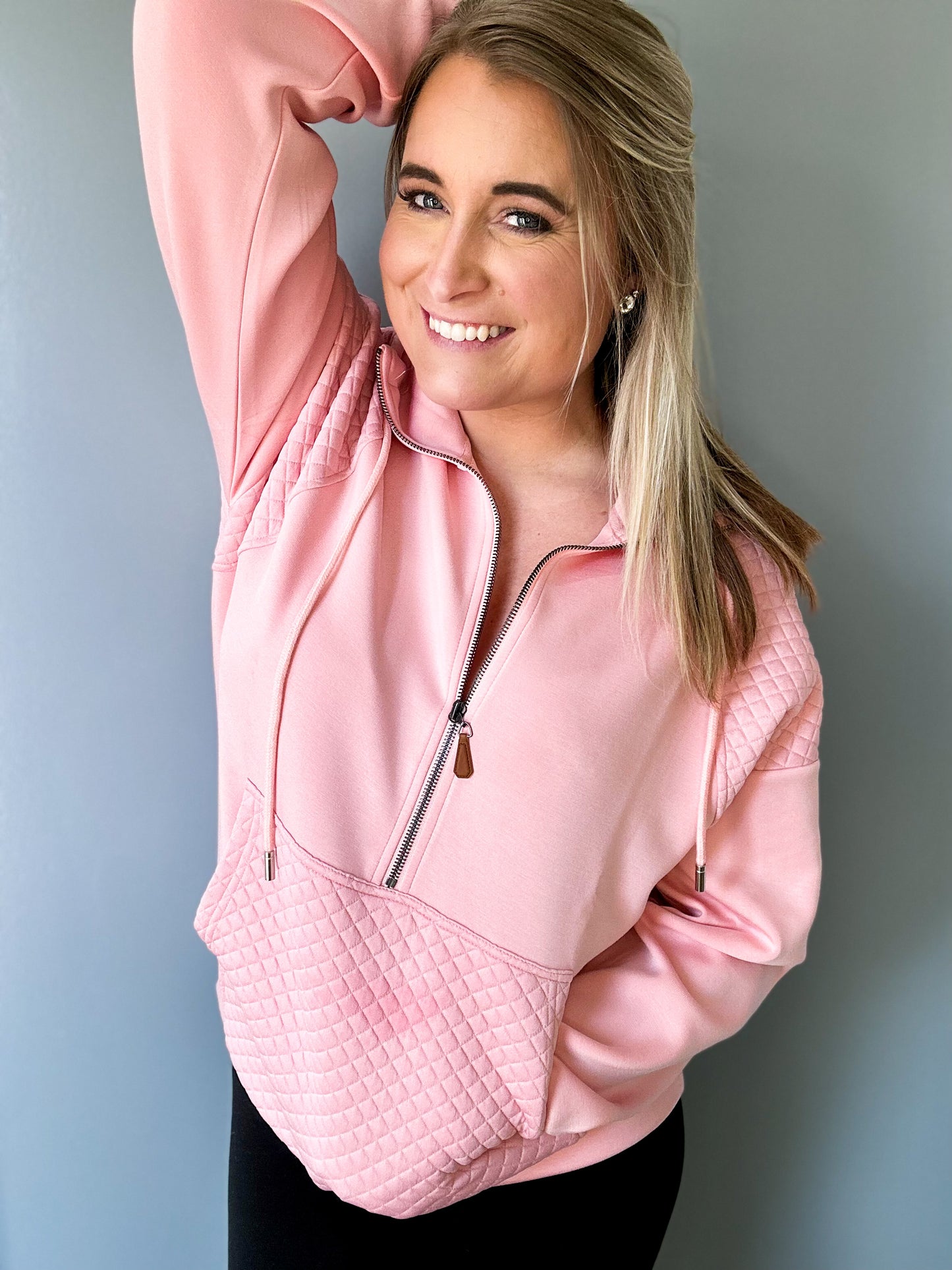 Quinn Quilted Pullover - Pink