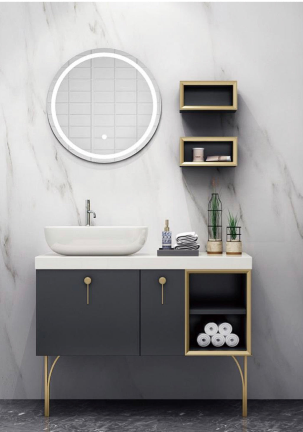 European Designer Bathroom Solid Wood Bathroom Vanity Cabinet Ceramic Marble Stone Wash Basin Singapore
