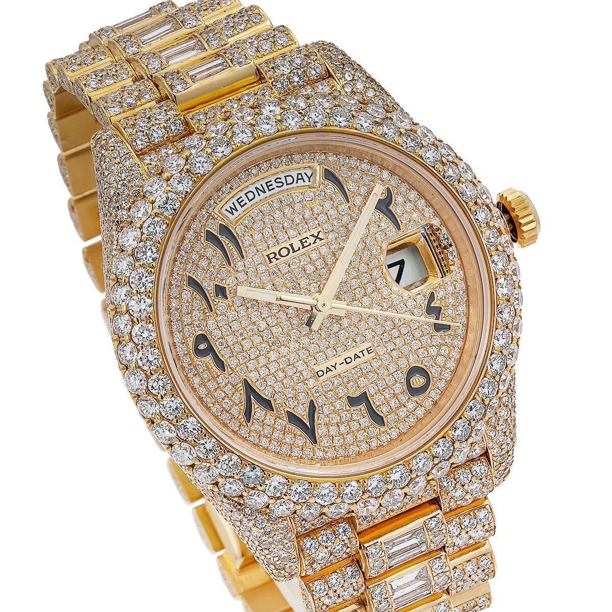 18k Gold Rolex Day Date Arabic Dial Special Edition Diamond Watch | The Diamond