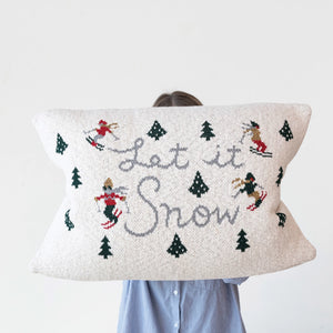 Trees & Skiers "Let it Snow" Pillow - Little Red Barn Door