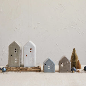 Stoneware House Tealight Holder - Little Red Barn Door