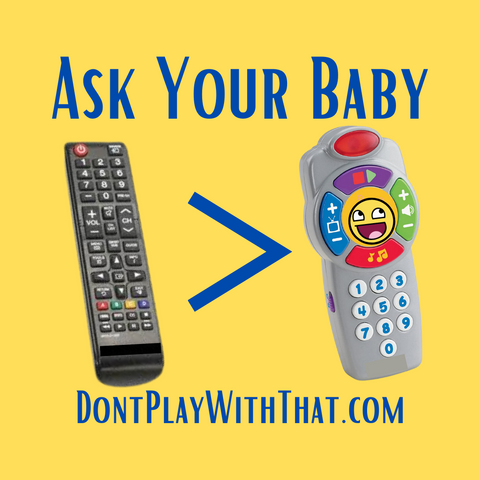 Baby play with TV Remote instead of toy version