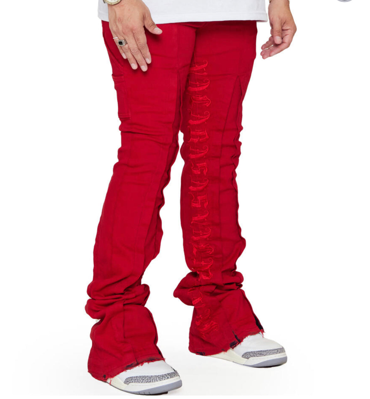 Red COS Stacked Pants - CodeOfSilence