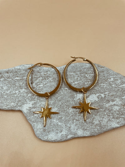 14K Yellow Gold Moon and Star Hoop Earrings 001-150-00757 | Gray's Jewelers  Bespoke | Saint James, NY