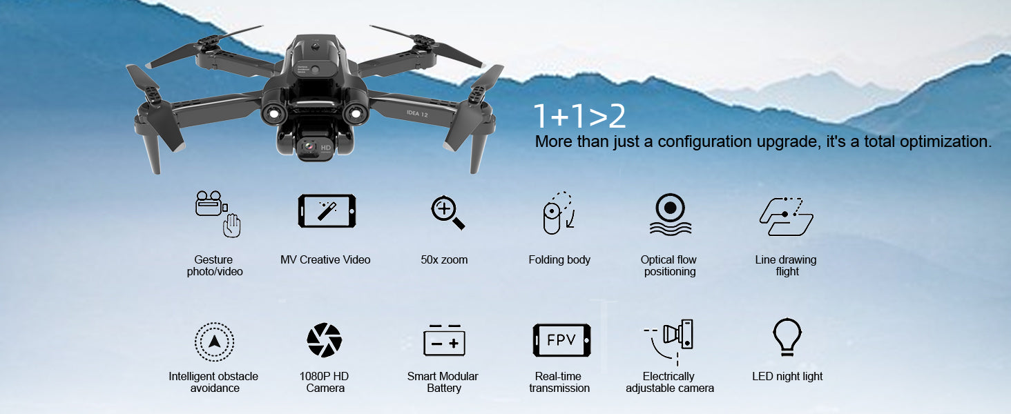  IDEA12 Mini Drones with 1080P HD Camera for Adults and  Beginners, Foldable FPV RC Drone Quadcopter with 360° Active Obstacle  Avoidance, Dual Cameras, 2 Batteries Helicopters Gifts : Toys & Games