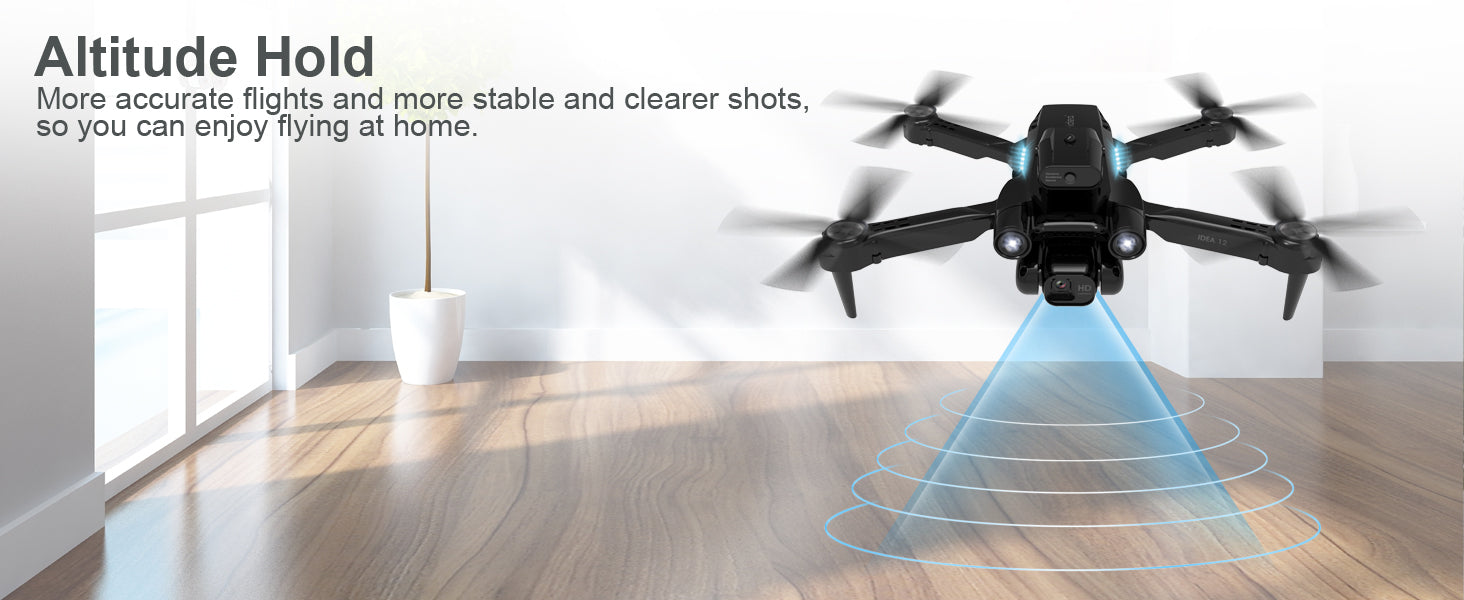 12PRO Drones avec Caméra Moteur Brushless Drone pour Débutants et Adultes  5G WIFI FPV RC Pliable Quadcopter 135° Ajustable Motorisé Caméras 1080P HD