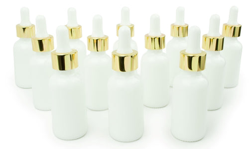25 FROSTED 15ml Glass Bottles w/ Metallic Gold Glass Dropper Pipette 1 –  Grand Parfums II