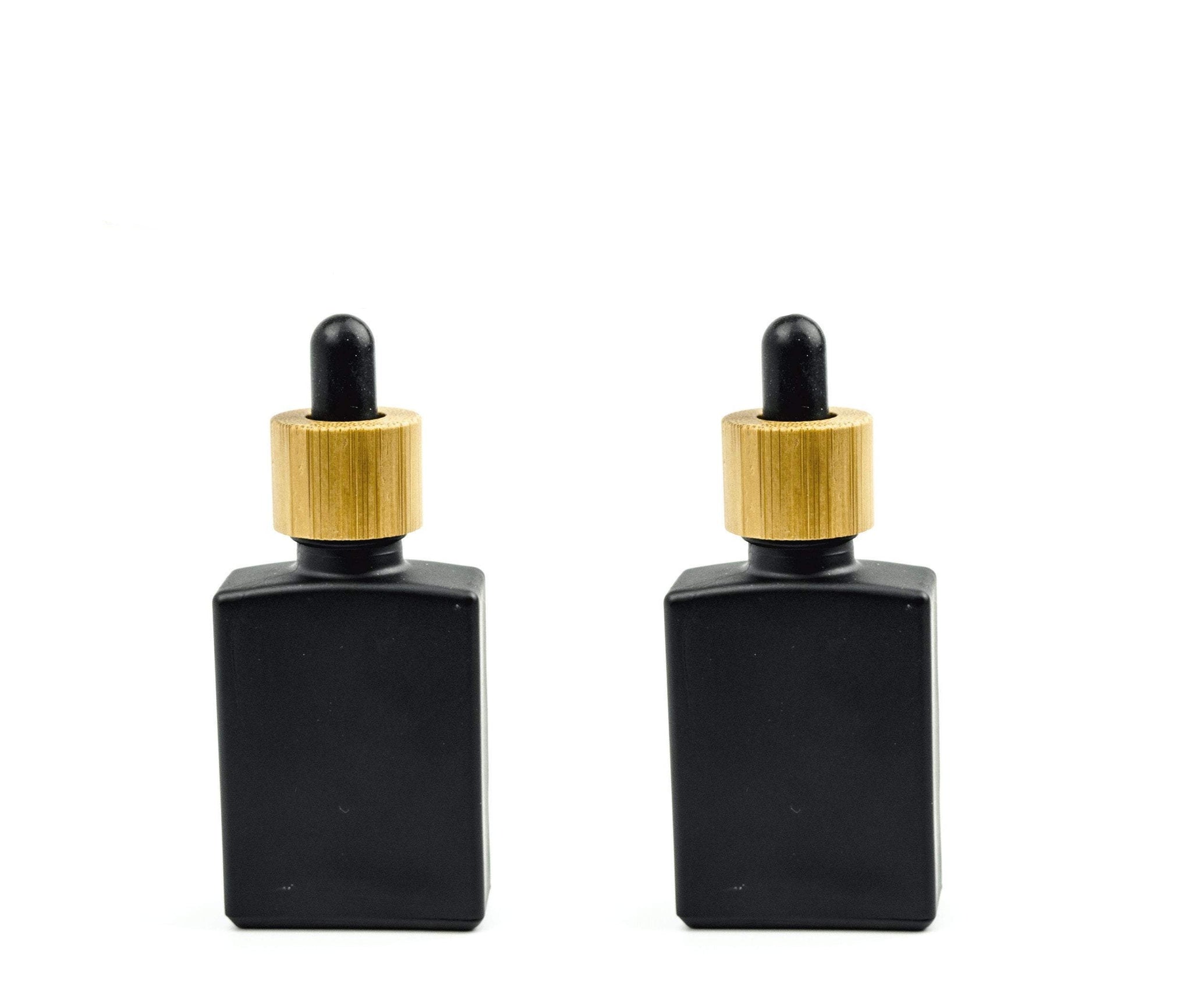 Download 1 Flat Square Black Matte 30ml Glass Dropper Bottle With Natural Bambo Grand Parfums Ii