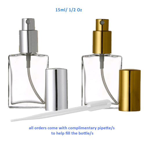 1 LUXURY 100ml Fine Mist Atomizer Perfume Bottle Flat Square (Silver  Sprayer & Cap) 3.3 Oz 100 ml