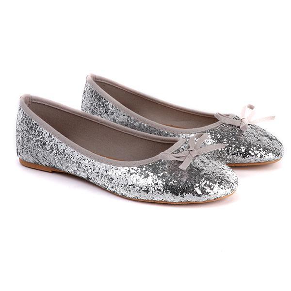 silver sequin ballet flats