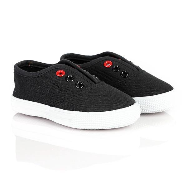 black laceless sneakers
