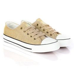 GIRLS GOLD BASIC LACE UP SNEAKERS