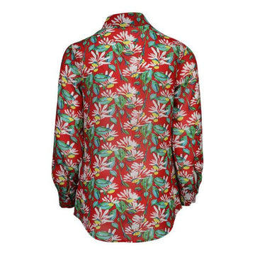 GIRLS RED FLORAL CHIFFON SHIRT