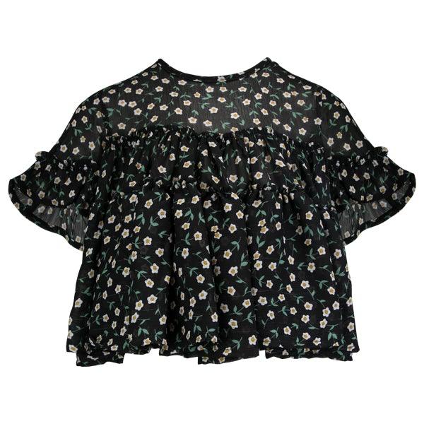 FLORAL CHIFFON CARIBBEAN BLOUSE FOR GIRLS