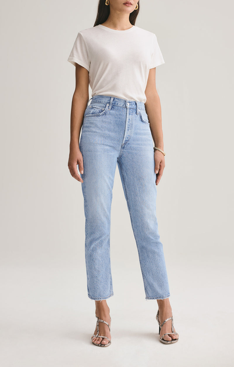 agolde riley high rise crop jeans