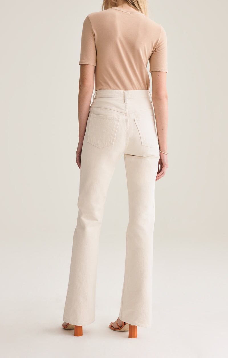 white high rise flare jeans