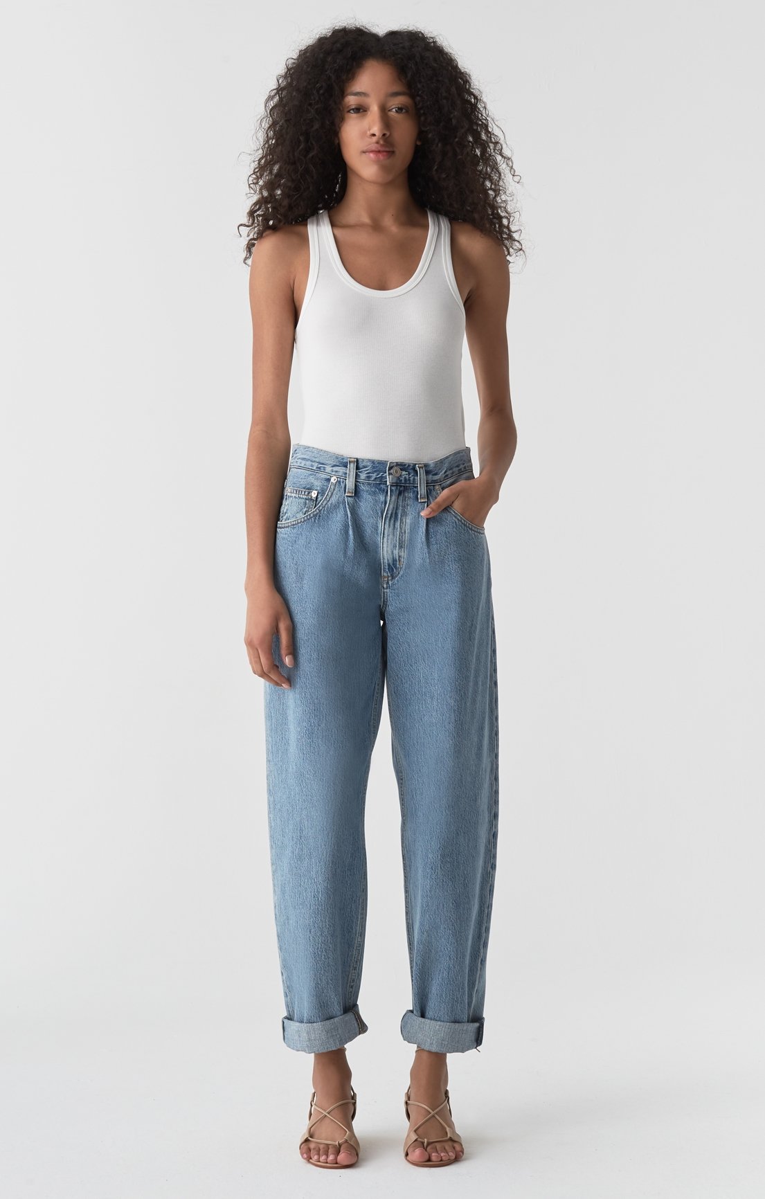 Baggy Mid Rise Pleated Oversized Jean in Lark – AGOLDE