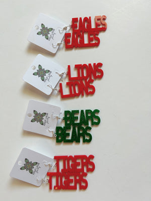 Acrylic school spirit dangles - Pink Bulldog Boutique