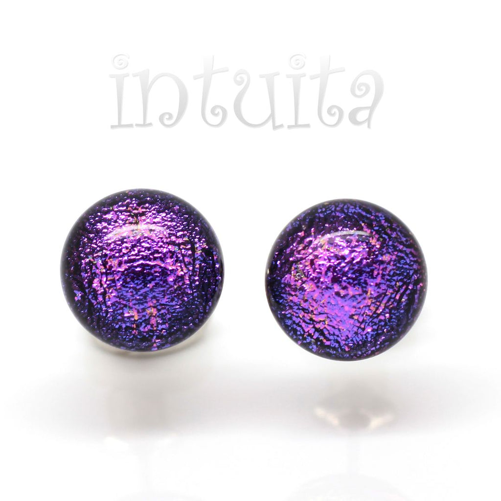 purple color dichroic glass studs