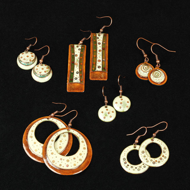 enamel on copper earrings