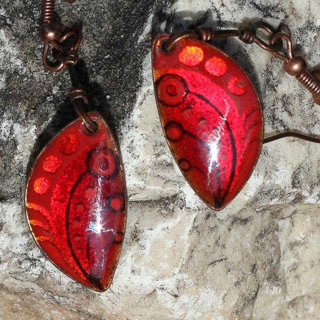 enamel on copper earrings