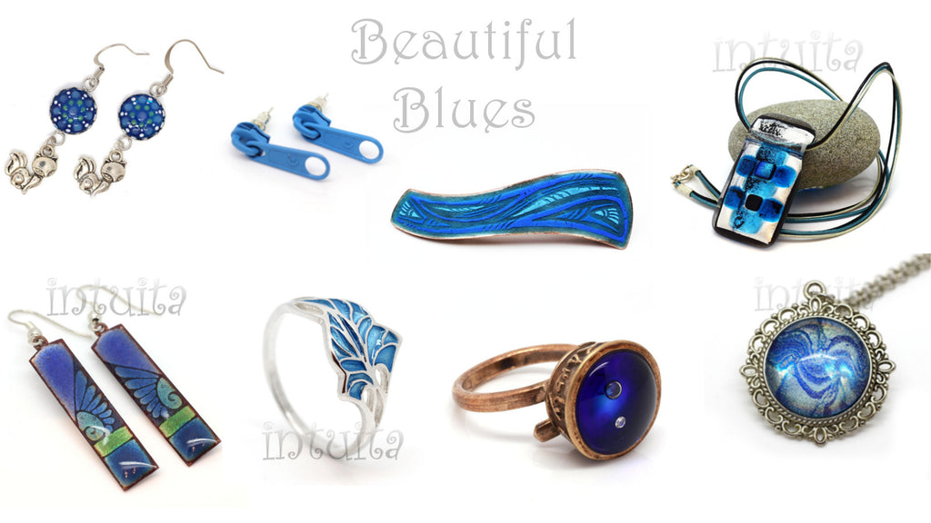 handmade blue color jewelry in Intuita Shop