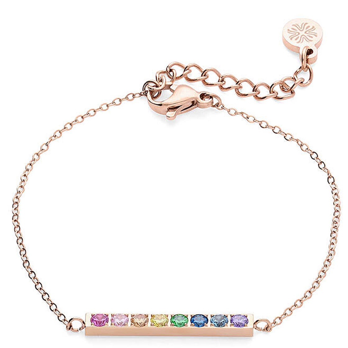 Qudo Rose Gold Bar Bracelet - Rainbow – Bejeweled At Soul