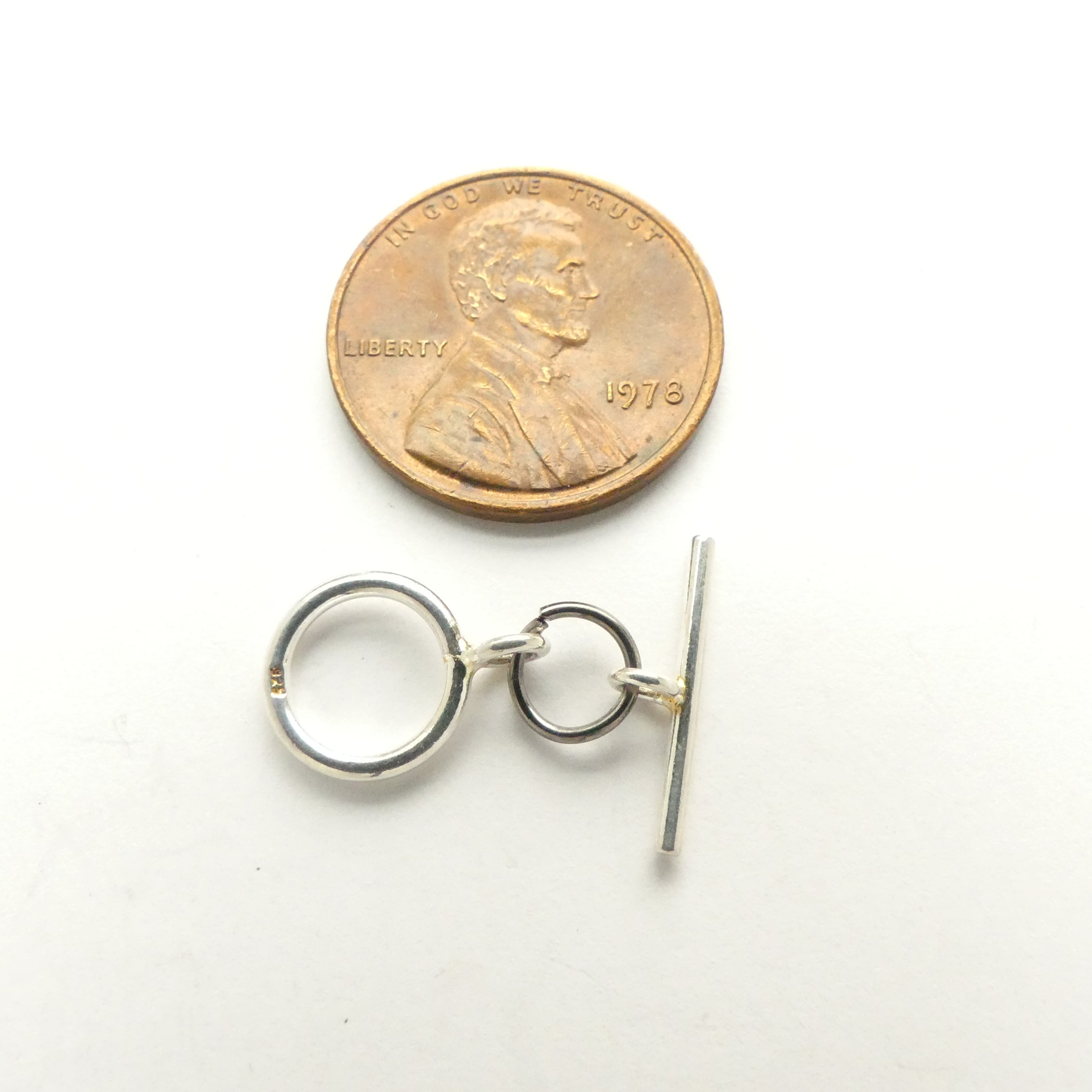 Clasp, Sterling Silver Toggle, Small Smooth, Ring 10mm Diameter