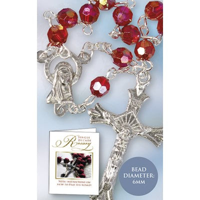 Rosary 7mm Red Wooden Beads Laser Cut - The Cathedral Bookstore