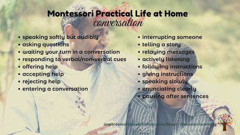 Montessori Practical Life Ideas - conversation
