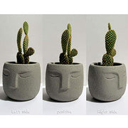 Gepege Succulent Plants Pot Set of 3, Concrete Head Planter for Home Office Desk Decoration, Modern Indoor/Outdoor Cement Statue Face Vase