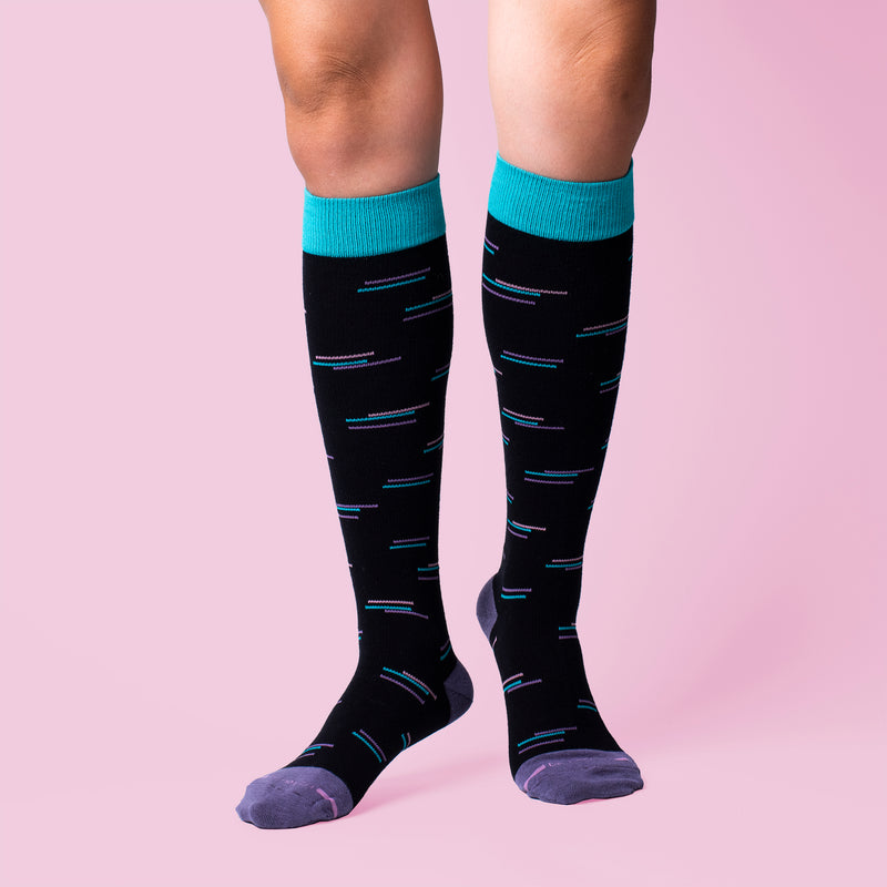 Broken Stripe Patch | Knee-High Compression Socks For Women | Dr. Motion