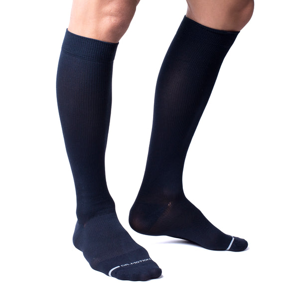 Knee-High Compression Socks For Men | Dr. Motion | Solid Microfiber Nylon